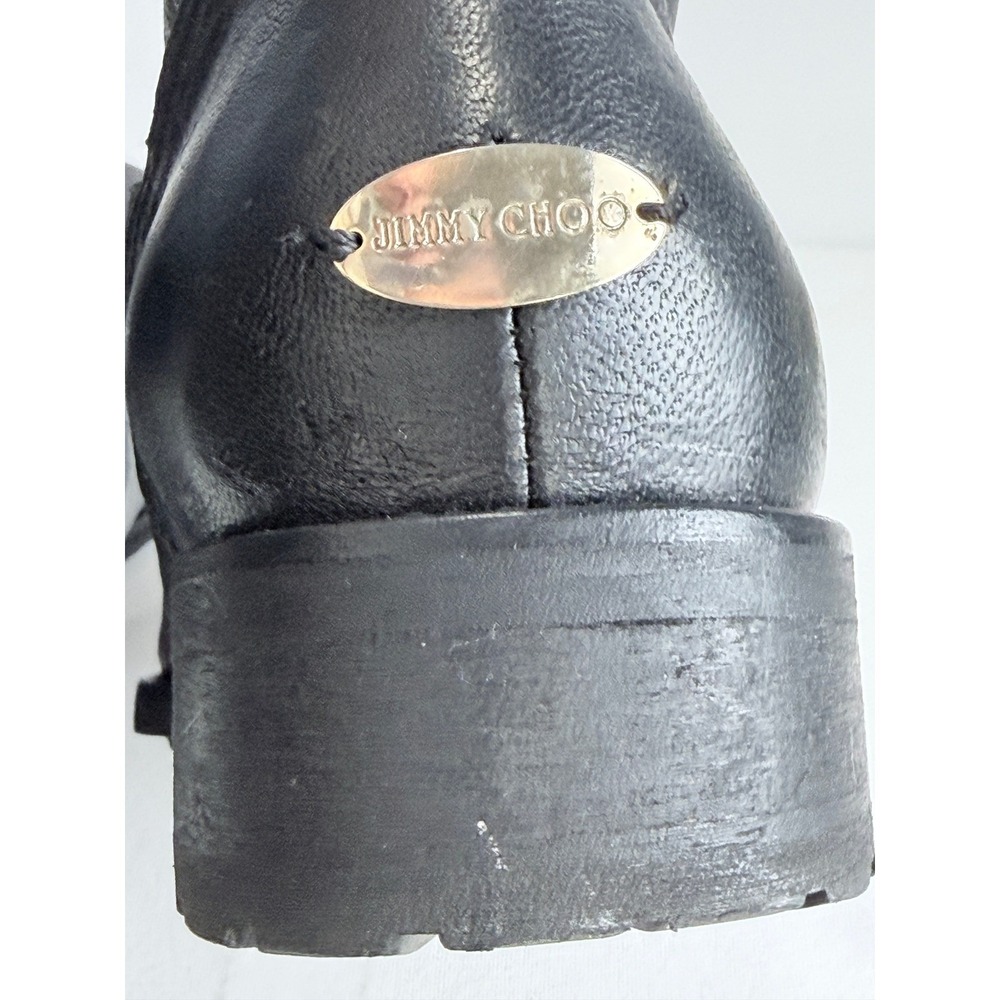 Jimmy Choo Black Leather Biker Boots Buckle Moto Italy EU 40.5 US 9.5 - Picture 14 of 16